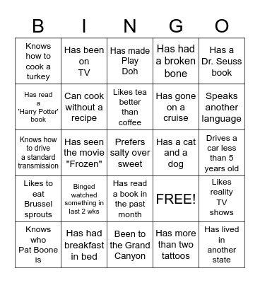 LIC 500 Introductions Bingo Card