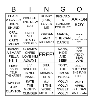 WE THE KIDS BINGO Card