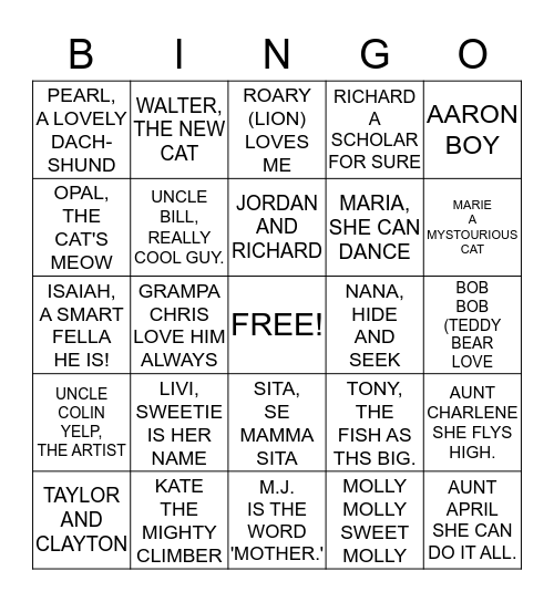 WE THE KIDS BINGO Card