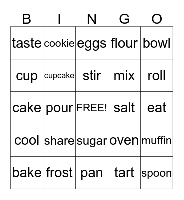 Baking BINGO! Bingo Card