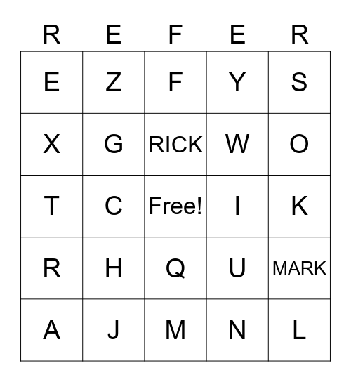REFERRALS Bingo Card