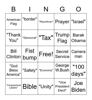 Inauguration Bingo Card