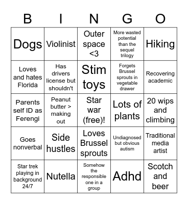 Astro Bingo Card
