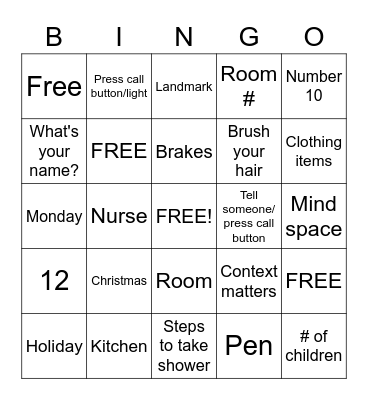 Speech BINGO Card