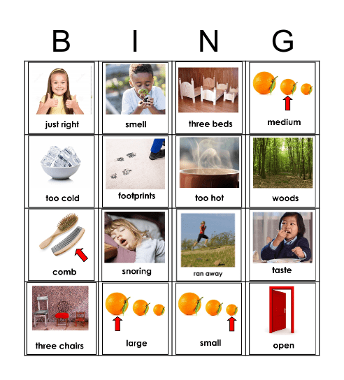 Goldilocks Vocab Bingo Card