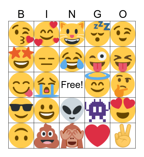 EMOJI Bingo Card