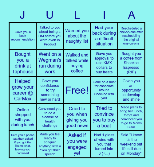 Julia Bingo!!! Bingo Card