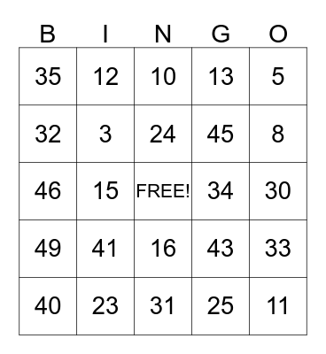 Baby Shower Bingo Card