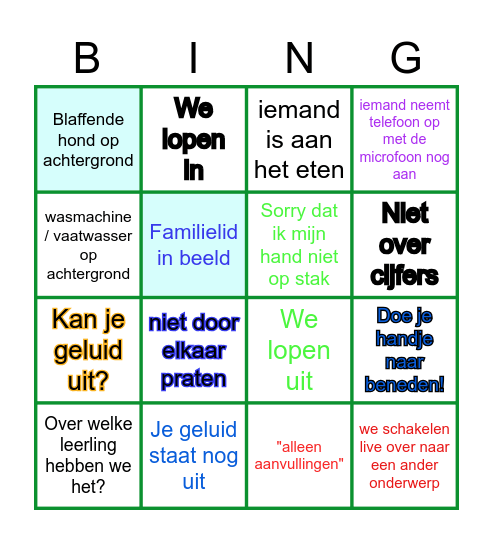 Teams-leerlingbespreking Bingo Card