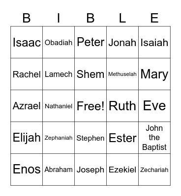 Bible Bingo Card