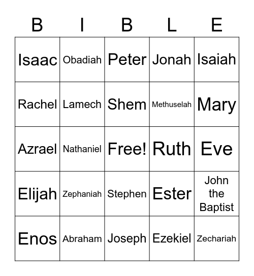 Bible Bingo Card