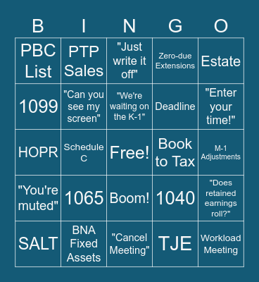 BUSY SEASON BINGO Card