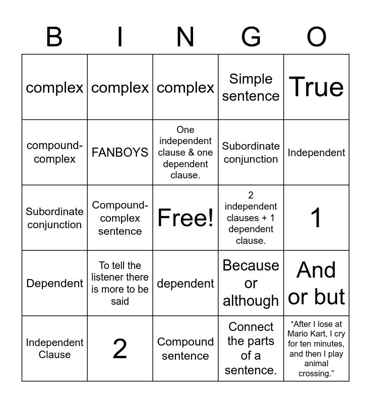 4-types-of-sent-structure-review-bingo-card