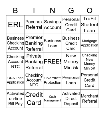 P & L Bingo Card
