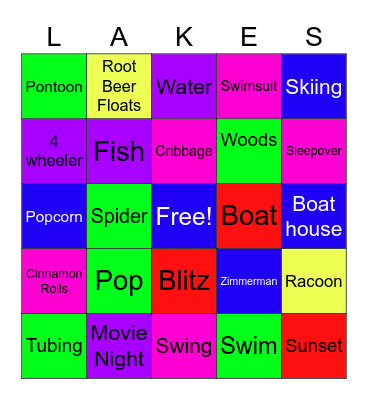 Lake Bingo Card