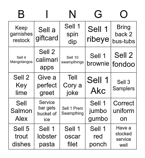 Black out Bingo Bar 1/20/2021 Bingo Card