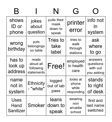 Covid Bingo! Bingo Card