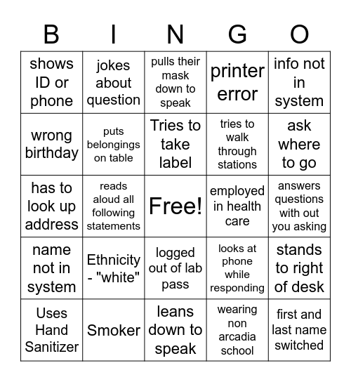 Covid Bingo! Bingo Card