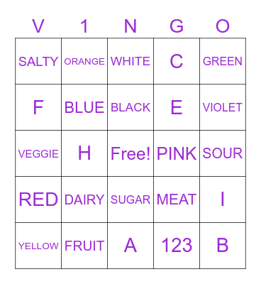 V1NGO BINGO Card