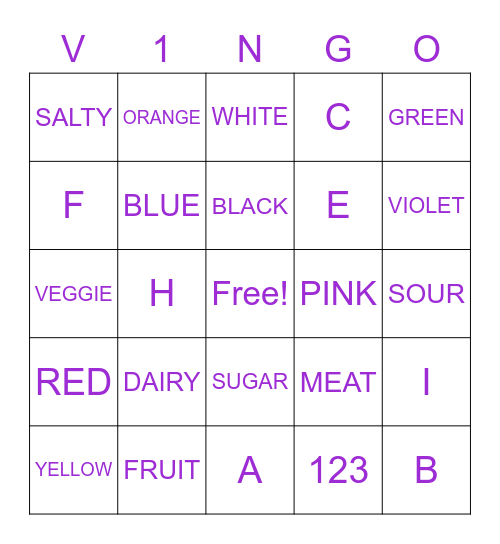 V1NGO BINGO Card