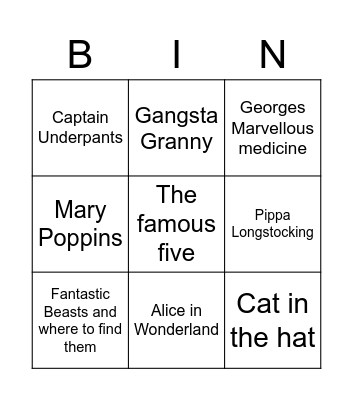 World Book Day Bingo Card
