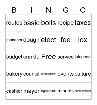 Out and About at City Hall Bingo Card