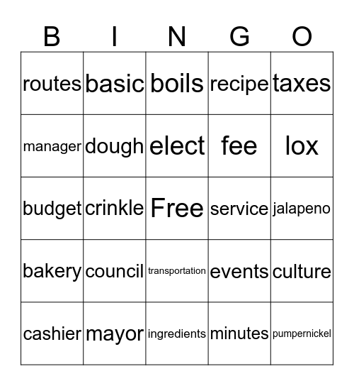 Out and About at City Hall Bingo Card