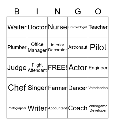 Career Bingo Game Bingo Card