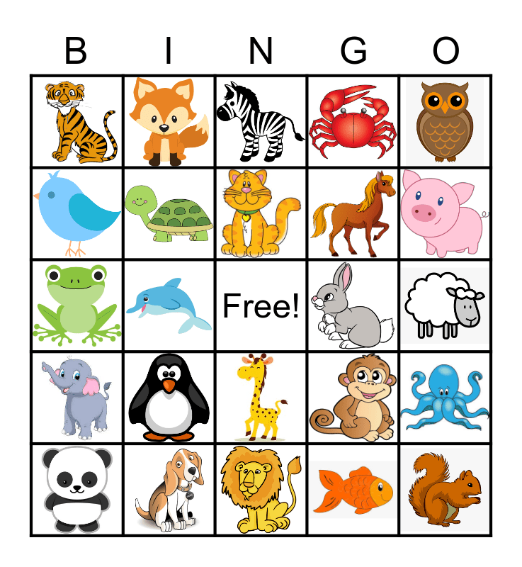 ANIMAL BINGO Card