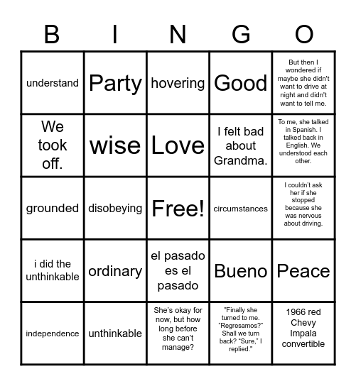 Grounded Bingo Card