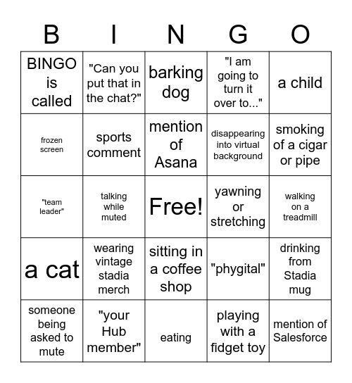 2021 Team Rally Bingo Card