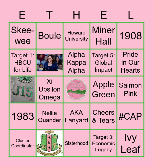 Xi Upsilon Omega Chapter - Reactivation Event Bingo Card