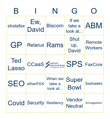 IIS All Company Meeting | 2021 Bingo Card