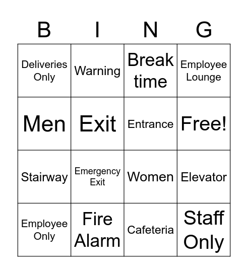 Work Words Bingo Card