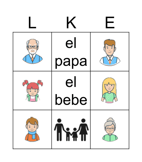 1.U2 La Familia y las mascotas Bingo Card