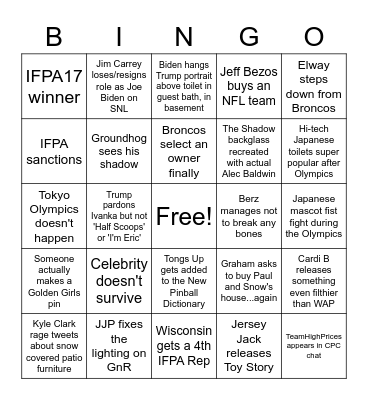 CPC's 2021 Bingo Card