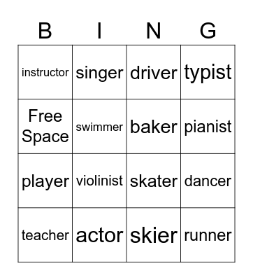 People Who Do Things Bingo Card