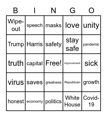 Inaugural Speech Bingo Card