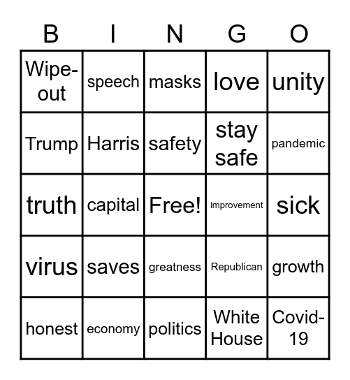 Inaugural Speech Bingo Card