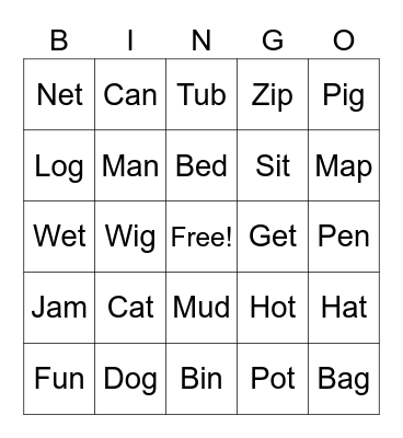 CVC Bingo Card