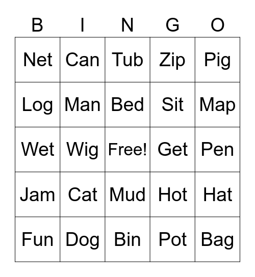CVC Bingo Card