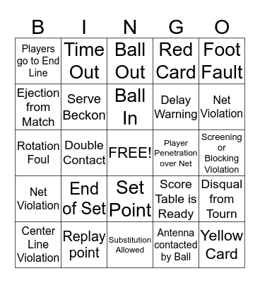 Lightning Volleyball Ref-Signs Bingo Card