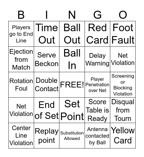 Lightning Volleyball Ref-Signs Bingo Card
