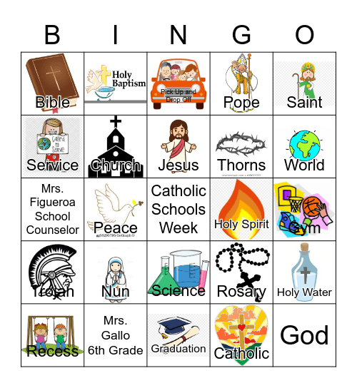 St. Gregory the Great Bingo Card