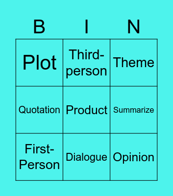 4th Grade Bingo Card