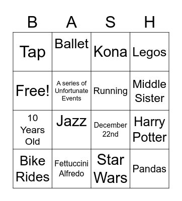 Claire's Birthday Bingo Card
