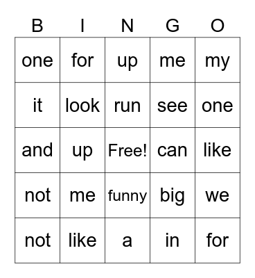Red Words Bingo Card