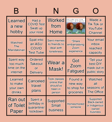 COVID 19 Bingo Card