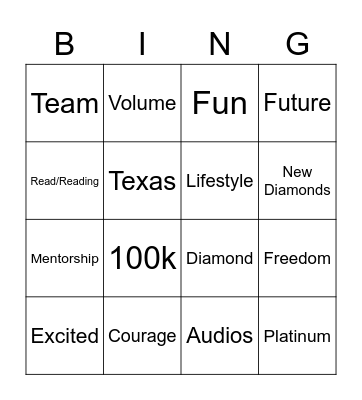 Vision 2021 Bingo Card