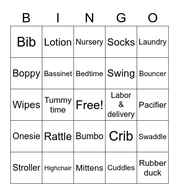 Baby Bingo Card